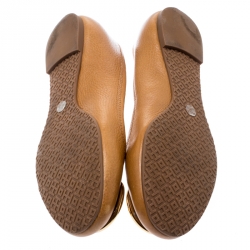 Pre Owned Tory Burch Brown Leather Reva Ballet Flats Size 39.5