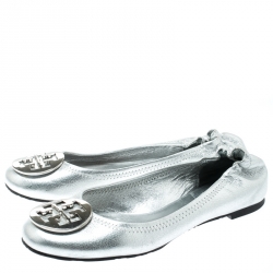 tory burch silver ballet flats