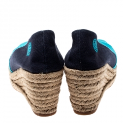 Pre Owned صندل توري برش إسبادريل كعب روكي فيليبا كانفاس لونين مقاس 37.5