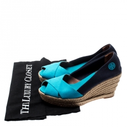 Pre Owned صندل توري برش إسبادريل كعب روكي ف يليبا كانفاس لونين مقاس 37.5