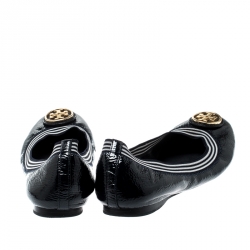 Pre Owned Tory Burch Blue Patent Leather Caroline Ballet Flats Size 37.5