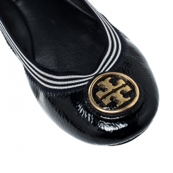 Pre Owned Tory Burch Blue Patent Leather Caroline Ballet Flats Size 37.5