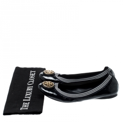 Pre Owned Tory Burch Blue Patent Leather Caroline Ballet Flats Size 37.5