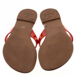 مملوكة مسبقًا Tory Burch Red Patent Leather Thora Thong Flats Size 37