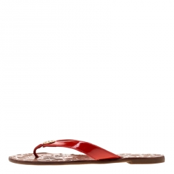 مملوكة مسبقًا Tory Burch Red Patent Leather Thora Thong Flats Size 37