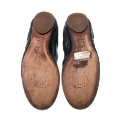 Pre Owned Tory Burch Blue Leather Ballet Flats Size 39.5