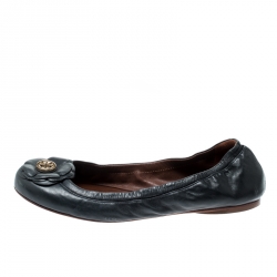 Pre Owned Tory Burch Blue Leather Ballet Flats Size 39.5