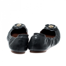 Pre Owned Tory Burch Blue Leather Ballet Flats Size 39.5