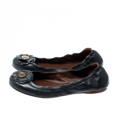 Pre Owned Tory Burch Blue Leather Ballet Flats Size 39.5