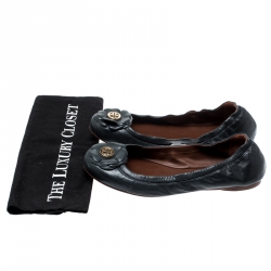 Pre Owned Tory Burch Blue Leather Ballet Flats Size 39.5