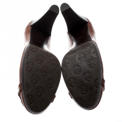 Pre Owned Tory Burch Brown Leather Pumps Size 40