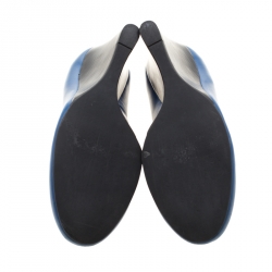 مملوكة مسبقًا حذاء كعب عالي توري برش كعب روكي لويل جلد أزرق مقاس 38