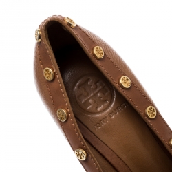 Pre Owned حذاء كعب عالي توري برش كعب روكي مقدمة مفتوحة جلد بني مقاس 39