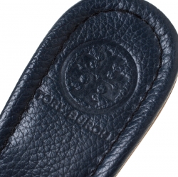 مملوكة مسبقًا Tory Burch Blue Leather Patti Wedge Platform Sandals Size 37