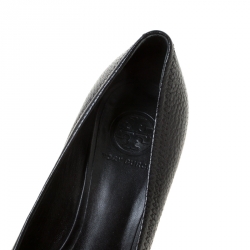 مملوكة مسبقًا حذاء كعب عالي توري برش كعب روكي مقدمة مفتوحة جوليانا جلد أسود مقاس 37