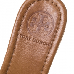 مملوكة مسبقًا Tory Burch Brown Leather Elina Wedge Platform Sandals Size 37