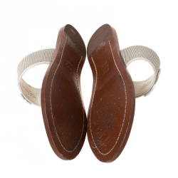 Pre Owned Tory Burch White Leather Melinda Toe Ring Sandals Size 36.5