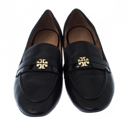 مملوكة مسبقًا Tory Burch Black Leather Jolie Stretch Loafers Size 39.5