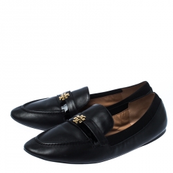 مملوكة مسبقًا Tory Burch Black Leather Jolie Stretch Loafers Size 39.5