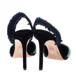 Pre Owned صندل توري برش سويدي وترتر مزخرف بحزام للكاحل مقدمة مدببة مقاس 39