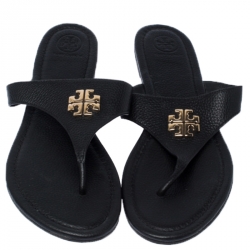 مملوكة مسبقًا حذاء فلات توري برش ميلير جلد أسود مقاس 40