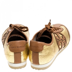 مملوكة مسبقًا حذاء رياضي توري برش مورفي جلد بني/ذهبي مقاس 36.5