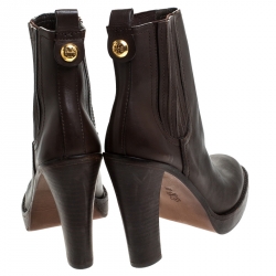 مملوكة مسبقًا بوت للكاحلو توري برش جلد بني داكن شريط مطاطي مقاس 37