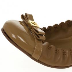 Pre Owned Tory Burch Nude Patent Romy Ballet Flats Size 38.5
