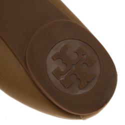 Pre Owned Tory Burch Nude Patent Romy Ballet Flats Size 38.5