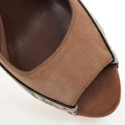مملوكة مسبقًا Tory Burch Beige Suede &amp; Snake Embossed Sandra Wedges Size 41