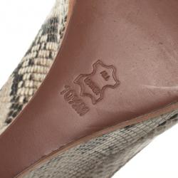 مملوكة مسبقًا Tory Burch Beige Suede &amp; Snake Embossed Sandra Wedges Size 41