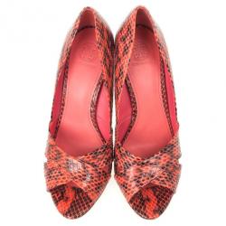 Tory Burch Pink Snake Embossed Amira Pumps Size 40.5