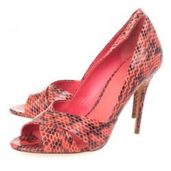 Tory Burch Pink Snake Embossed Amira Pumps Size 40.5