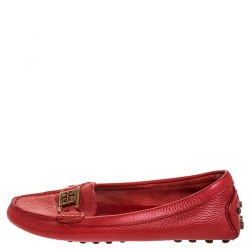 Pre Owned حذاء لوفرز توري برش درايفنغ أحمر مقاس 38