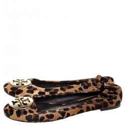 مملوكة مسبقًا حذاء باليرينا فلات توري برش ريفا فرو حصان نقشة الفهد بني مقاس 41