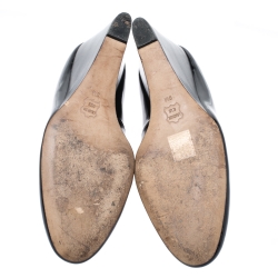 Pre Owned Tory Burch Black Patent Leather Wedge Pumps Size 39