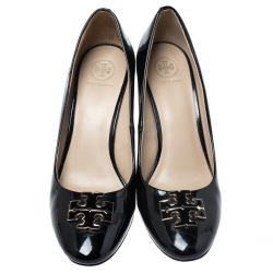 Pre Owned Tory Burch Black Patent Leather Wedge Pumps Size 39