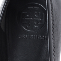 Pre Owned Tory Burch Black Leather Reva Ballet Flats Size 37