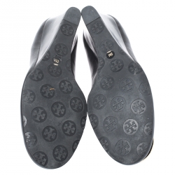 Pre Owned حذاء كعب عالي توري برش نعل روكي سالي جلد أسود مقاس 39