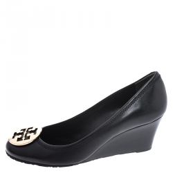 Pre Owned حذاء كعب عالي توري برش نعل روكي سالي جلد أسود مقاس 39