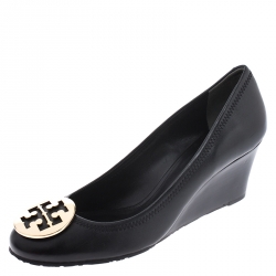 Pre Owned حذاء كعب عالي توري برش نعل روكي سالي جلد أسود مقاس 39