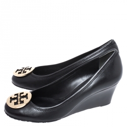 Pre Owned حذاء كعب عالي توري برش نعل روكي سالي جلد أسود مقاس 39