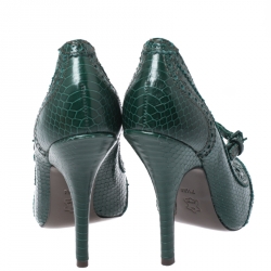 Pre Owned حذاء كعب عالي توري برش إيفرلي جلد نقشة الثعبان بروغي مقاس 37.5