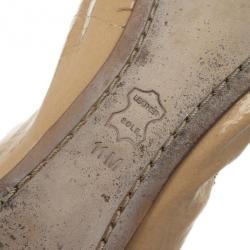 مملوكة مسبقًا Tory Burch Nude Patent Caroline Ballet Flats Size 41.5