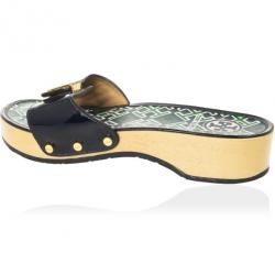 مملوكة مسبقًا Tory Burch Blue Patent Leather Dixon Clogs Slides Size 38