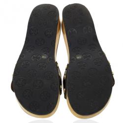 مملوكة مسبقًا Tory Burch Blue Patent Leather Dixon Clogs Slides Size 38