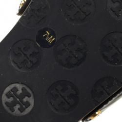 مملوكة مسبقًا Tory Burch Blue Patent Leather Dixon Clogs Slides Size 38