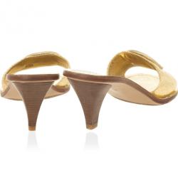 Pre Owned Tory Burch Gold 'Aerin' Slide Sandals Size 38.5