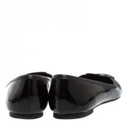 Pre Owned Tory Burch Black Patent Leather Luisa Micro Ballet Flats Size 36