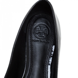 Pre Owned Tory Burch Black Patent Leather Luisa Micro Ballet Flats Size 36